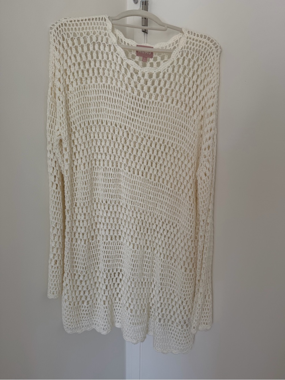 Show Me Your MuMu White Crochet Long-Sleeve Swim Coverup - Picture 3 of 4